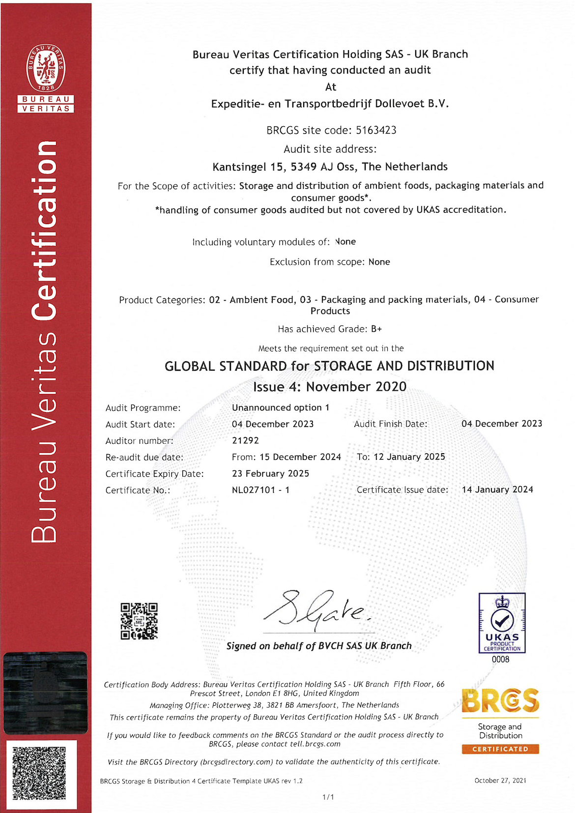 BRC certificaat NL-ENG - Dollevoet - 2024